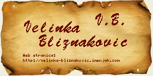 Velinka Bliznaković vizit kartica